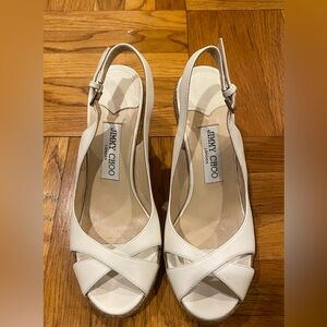 Jimmy Choo Cream Wedge Sandals